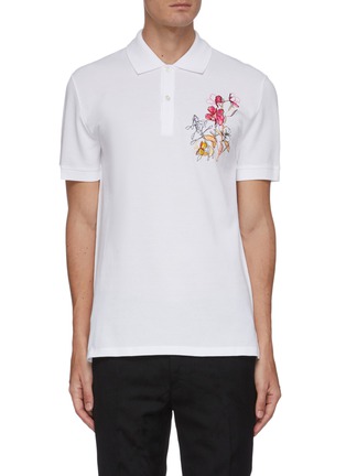 Main View - Click To Enlarge - ALEXANDER MCQUEEN - Floral embroidered polo shirt