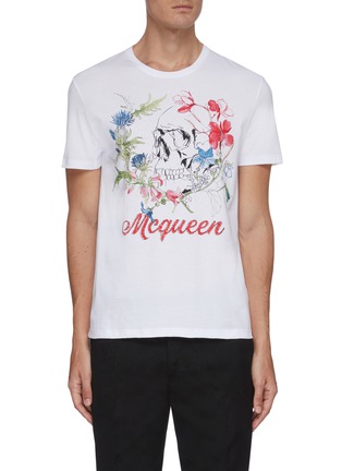 Main View - Click To Enlarge - ALEXANDER MCQUEEN - Skull floral embroidered T-shirt