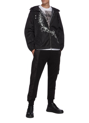 Figure View - Click To Enlarge - ALEXANDER MCQUEEN - Floral print nylon hooded jacket
