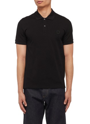 Main View - Click To Enlarge - ALEXANDER MCQUEEN - SKULL EMBROIDERED PATCH POLO SHIRT