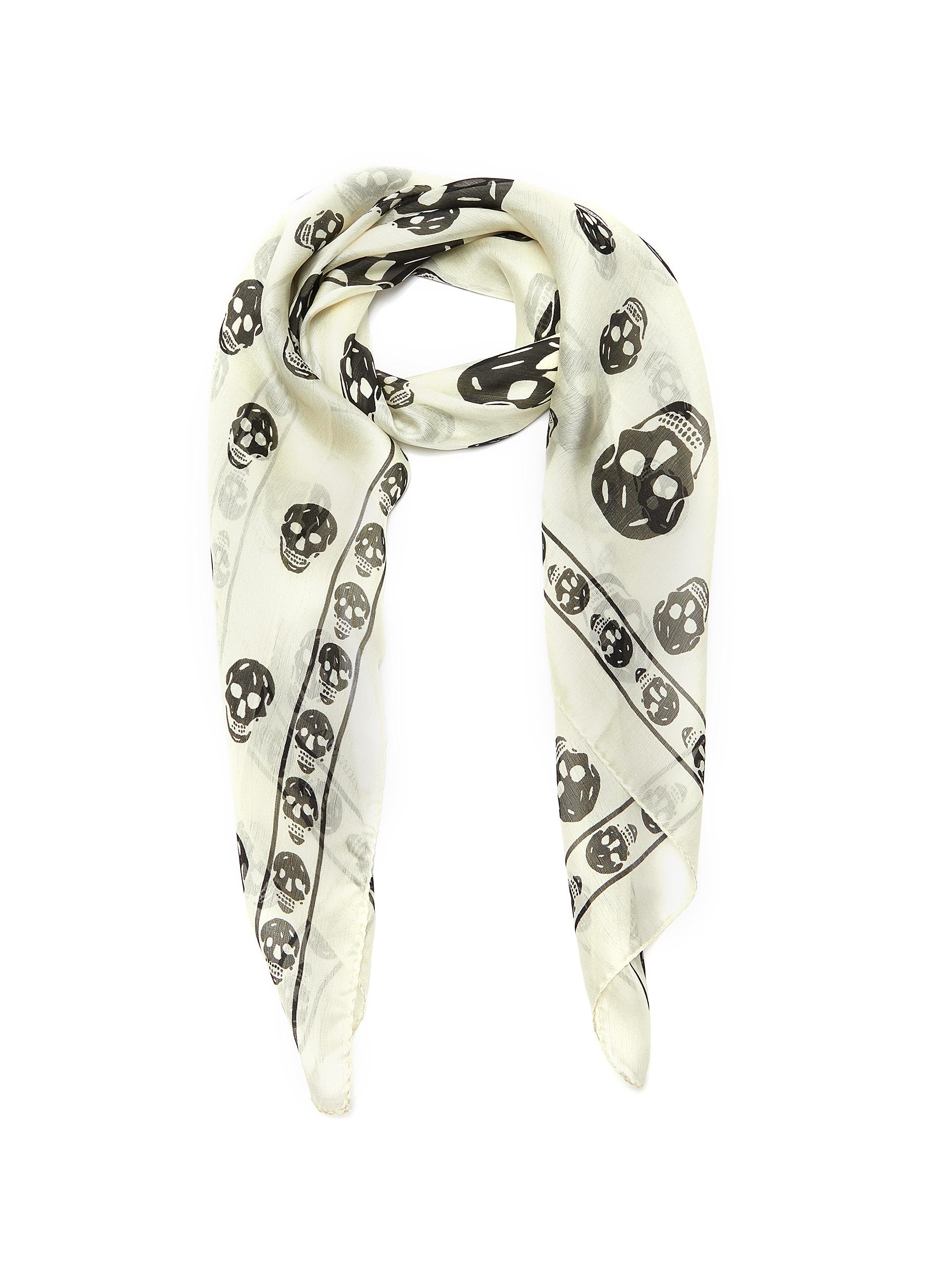 Skull print silk chiffon scarf 