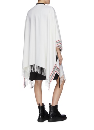 Back View - Click To Enlarge - ALEXANDER MCQUEEN - 'Selvedge' contrast stripe shawl