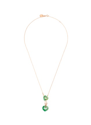 Main View - Click To Enlarge - SAMUEL KUNG - Diamond jade 18k rose gold double heart pendant