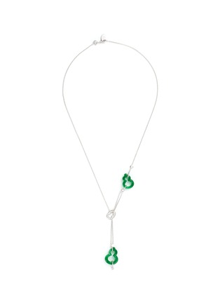 Main View - Click To Enlarge - SAMUEL KUNG - Diamond jade 18k white gold double pendant necklace