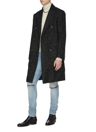 Figure View - Click To Enlarge - AMIRI - Peak lapel double breasted boucle long coat