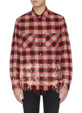 Main View - Click To Enlarge - AMIRI - Bleached and distressed flannel shirt