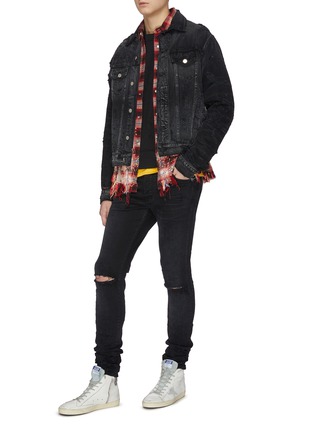 Figure View - Click To Enlarge - AMIRI - Bleached and distressed flannel shirt