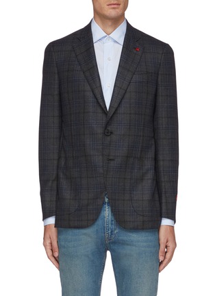 Main View - Click To Enlarge - ISAIA - Gregory notch lapel check wool blend blazer
