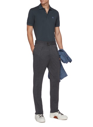 Figure View - Click To Enlarge - ISAIA - Logo embroidered cotton polo shirt