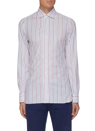 Main View - Click To Enlarge - ISAIA - 'Milano' Stripe Spread Collar Cotton Shirt