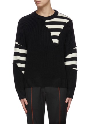 Main View - Click To Enlarge - THE WORLD IS YOUR OYSTER - Stripe patch knit sweater