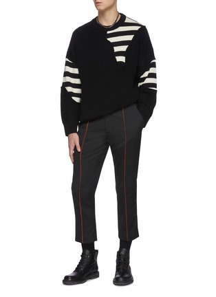 Figure View - Click To Enlarge - THE WORLD IS YOUR OYSTER - Stripe patch knit sweater