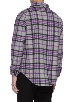 Back View - Click To Enlarge - THE WORLD IS YOUR OYSTER - Oversized check plaid pocket wool shirt