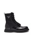 Main View - Click To Enlarge - PRADA - Triangular logo leather military boots