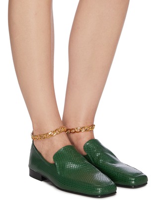 Figure View - Click To Enlarge - BY FAR - 'Nick' ankle chain square toe loafers