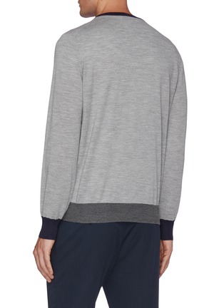 Back View - Click To Enlarge - BRUNELLO CUCINELLI - Contrast collar and hem sweater