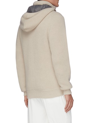 Back View - Click To Enlarge - BRUNELLO CUCINELLI - Detachable hood padded knit jacket