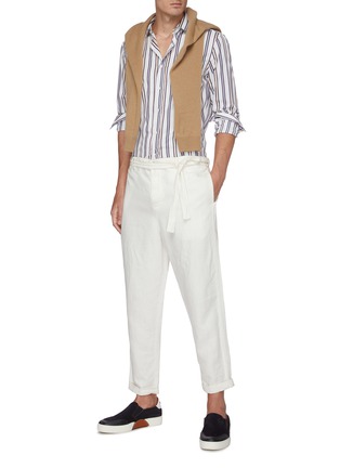 Figure View - Click To Enlarge - BRUNELLO CUCINELLI - Striped French collar leisure fit shirt