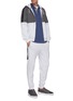 Figure View - Click To Enlarge - BRUNELLO CUCINELLI - Colourblock zip front cotton blend hoodie