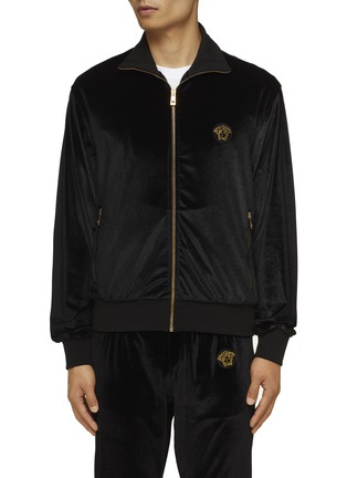 VERSACE Medusa Embroidered Velour Track Jacket Men Lane Crawford