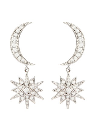 Main View - Click To Enlarge - CZ BY KENNETH JAY LANE - Moon and starburst cubic zirconia drop earrings