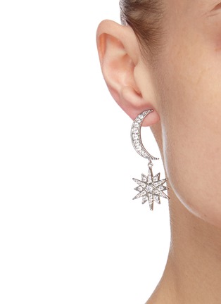 Figure View - Click To Enlarge - CZ BY KENNETH JAY LANE - Moon and starburst cubic zirconia drop earrings