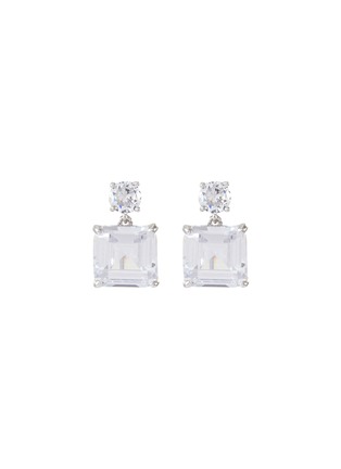 Main View - Click To Enlarge - CZ BY KENNETH JAY LANE - Round princess cut stud cubic zirconia drop earrings