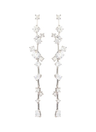 Main View - Click To Enlarge - CZ BY KENNETH JAY LANE - Linear cluster cubic zirconia drop earrings