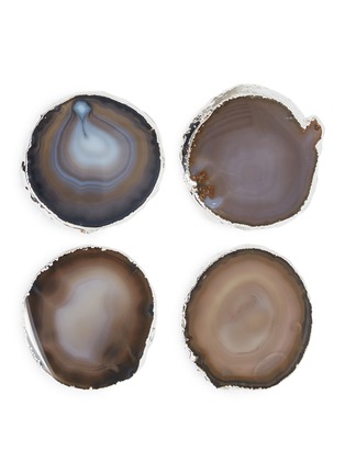 Main View - Click To Enlarge - ANNA BY RABLABS - Limitada Smoke Agate Silver plated Coaster Set