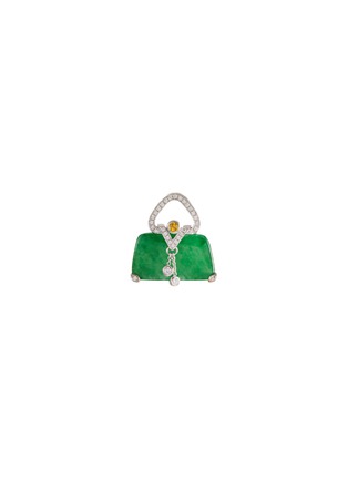 Main View - Click To Enlarge - SAMUEL KUNG - Diamond jadeite yellow sapphire 18k white gold pendant