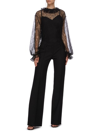 Figure View - Click To Enlarge - VALENTINO GARAVANI - See-through Ruffled Collar Lace Blouse