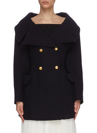 Main View - Click To Enlarge - VALENTINO GARAVANI - Double-breasted Open Neck Wool Coat