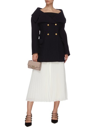 Figure View - Click To Enlarge - VALENTINO GARAVANI - Double-breasted Open Neck Wool Coat