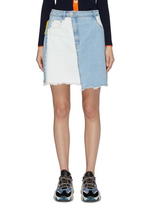Main View - Click To Enlarge - PORTSPURE - Colourblock patchwork denim wrap mini skirt
