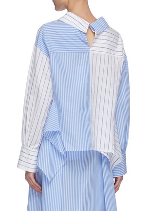 Back View - Click To Enlarge - PORTSPURE - Collaged stripe draped outseam shirt
