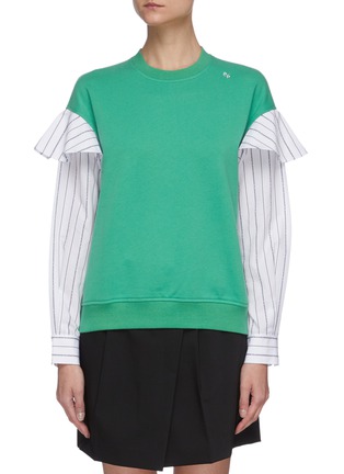 Main View - Click To Enlarge - PORTSPURE - Frilled stripe sleeve sweatshirt