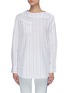 Main View - Click To Enlarge - PORTSPURE - Stripe asymmetric collar blouse