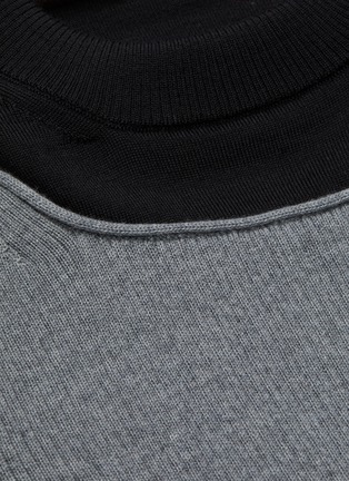 Detail View - Click To Enlarge - ALEXANDER MCQUEEN - Asymmetric colourblock draped insert knit dress