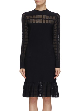 Main View - Click To Enlarge - ALEXANDER MCQUEEN - Lace panel knit mini dress