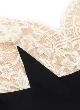 Detail View - Click To Enlarge - ALEXANDER MCQUEEN - Lace detail flared hem wool silk blend mini slip dress