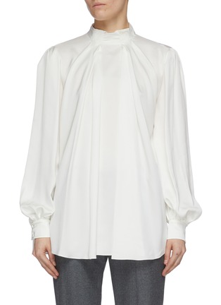 Main View - Click To Enlarge - ALEXANDER MCQUEEN - Gathered front satin top