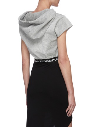 Back View - Click To Enlarge - T BY ALEXANDER WANG - Logo waistband cap sleeve corduroy hoodie