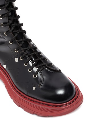 Detail View - Click To Enlarge - ALEXANDER MCQUEEN - Contrast Colour Tread Sole Knee High Combat Boots
