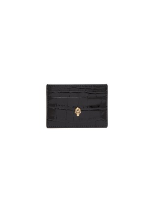 Main View - Click To Enlarge - ALEXANDER MCQUEEN - Skull embellished croc embossed patent leather cardholder