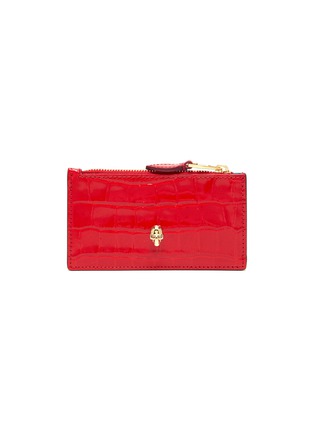 Main View - Click To Enlarge - ALEXANDER MCQUEEN - Skull embellished croc embossed patent leather pouch