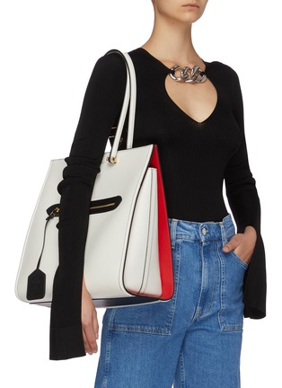 Front View - Click To Enlarge - ALEXANDER MCQUEEN - 'The Tall Story' colourblock leather tote
