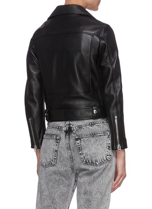 Back View - Click To Enlarge - ACNE STUDIOS - Cropped lambskin leather biker jacket