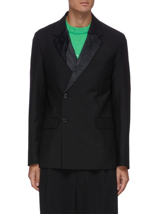 Main View - Click To Enlarge - ACNE STUDIOS - Satin lapel double breasted wool blend blazer