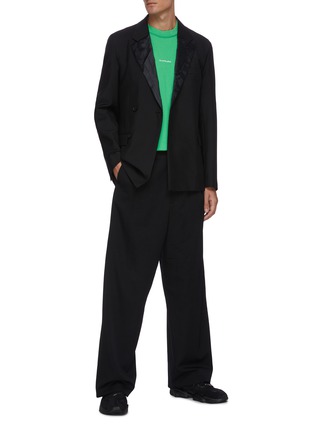 Figure View - Click To Enlarge - ACNE STUDIOS - Satin lapel double breasted wool blend blazer
