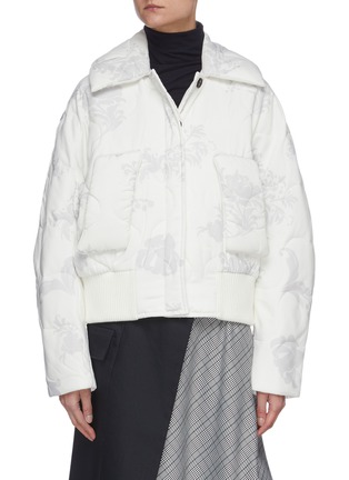 Main View - Click To Enlarge - FFIXXED STUDIOS - Floral print wide collar quilted bomber jacket